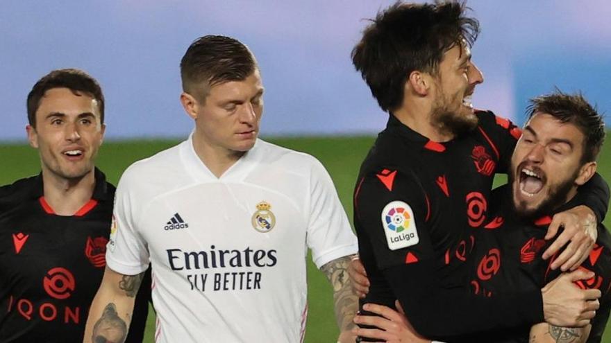 Portu celebra su gol ante el Real Madrid.