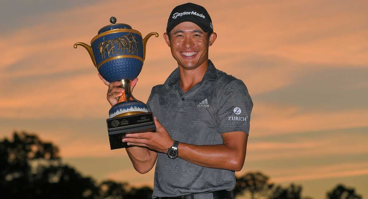 Morikawa, con el trofeo de ganador.