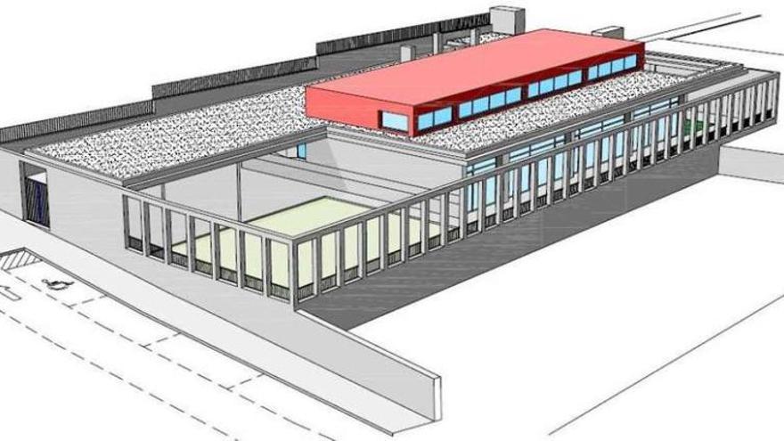 Recreación de la Escuela Infantil de Seixo que se está levantando en la parcela anexa al colegio de esta parroquia.
