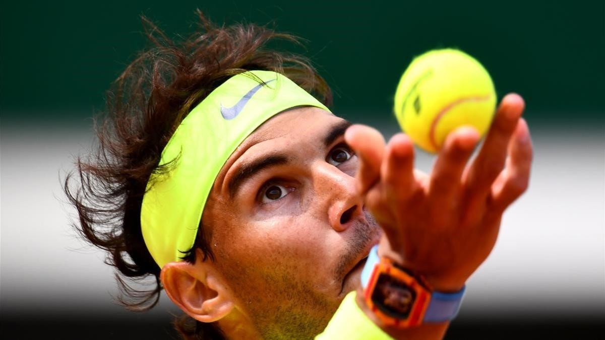 Nadal durante su partido contra Nishikori en los cuartos de final de Roland Garros.