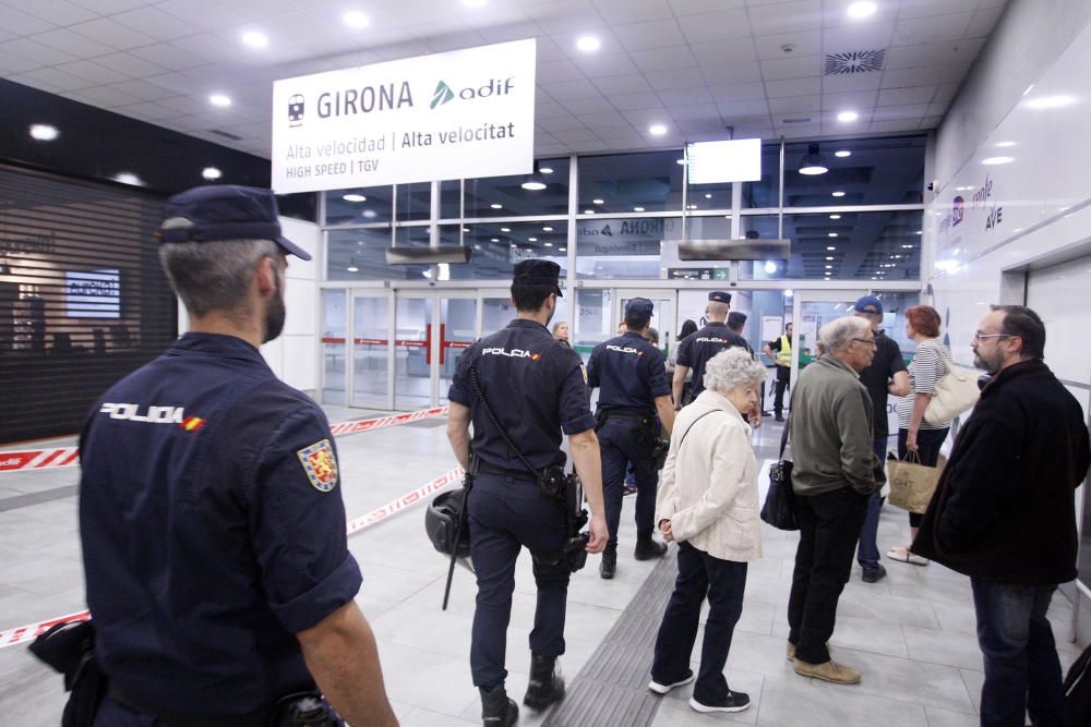 L'estació del TAV a Girona, blindada pels cossos policials