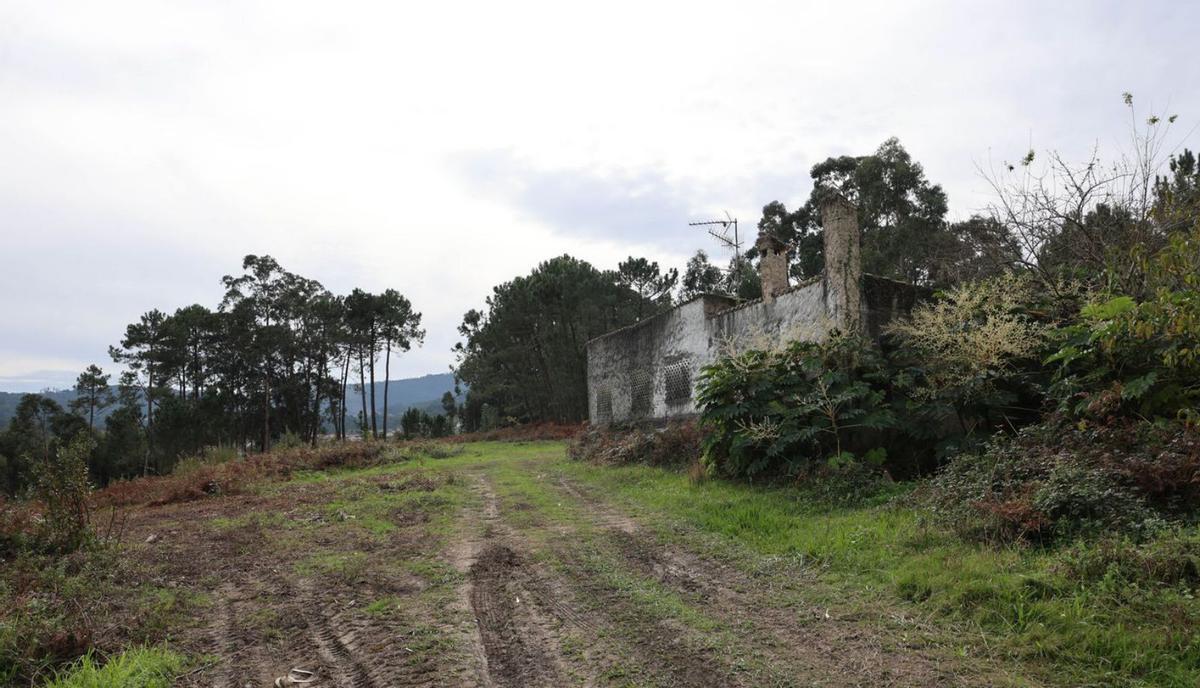 La casa del investigado, en una zona boscosa de la parroquia de Belesar, en Baiona. |  A. Villar