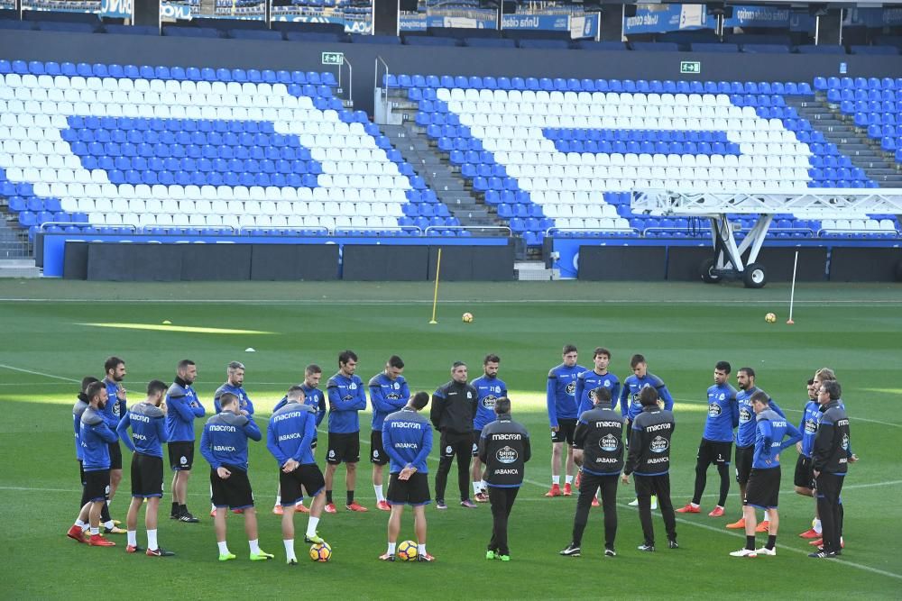 Sesión del Dépor antes de medirse al Athletic