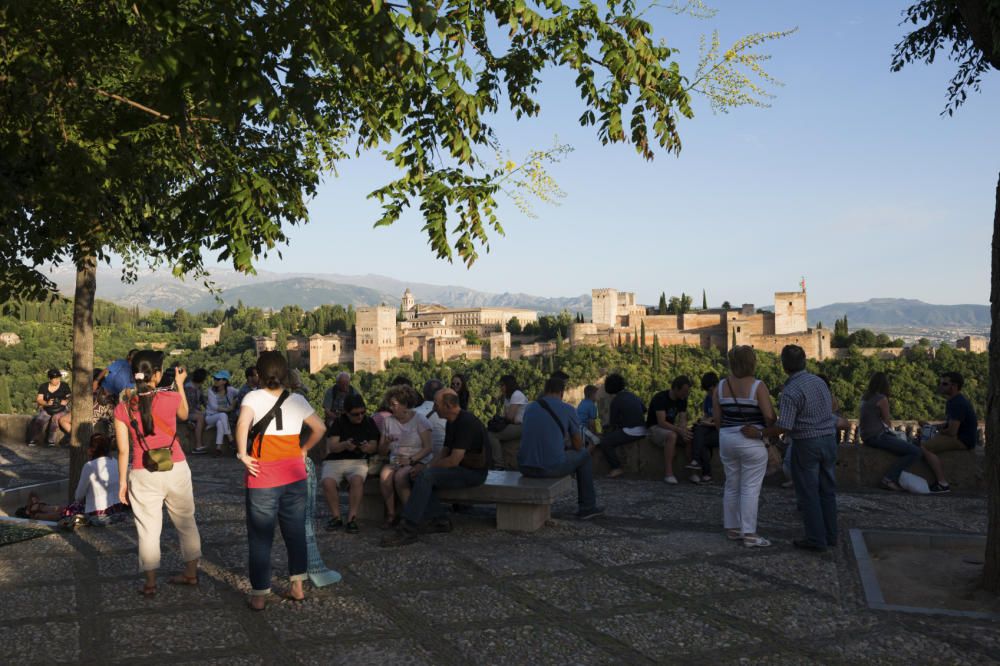 Afternoon view of the Alhambra in Granada, Spain