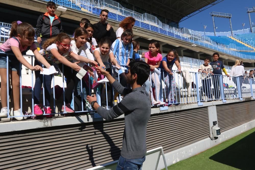 El equipo blanquiazul abre la grada de La Rosaleda a miles de niños de varios colegios de Málaga.