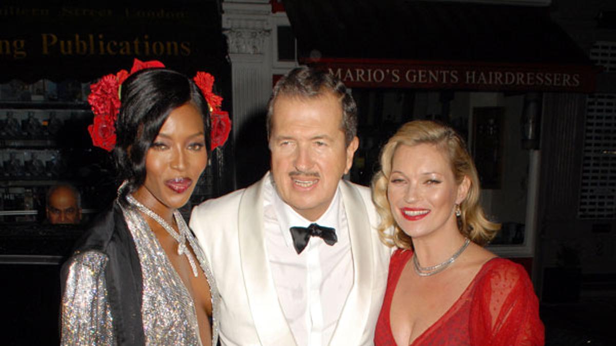 Naomi Campbell, Mario Testino y Kate Moss en la fiesta de Mario Testino