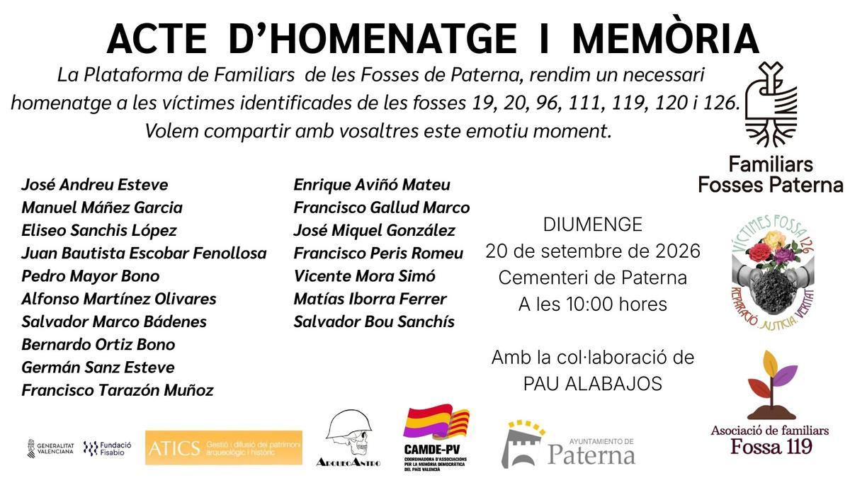 Cartel del acto homenaje del 20 de septiembre.