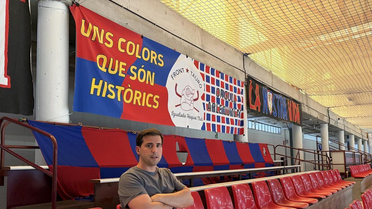 L'entrenador de l'Igualada Rigat, Marc Muntané, a l'espai del pavelló de Les Comes que ocupa el Front Tauró