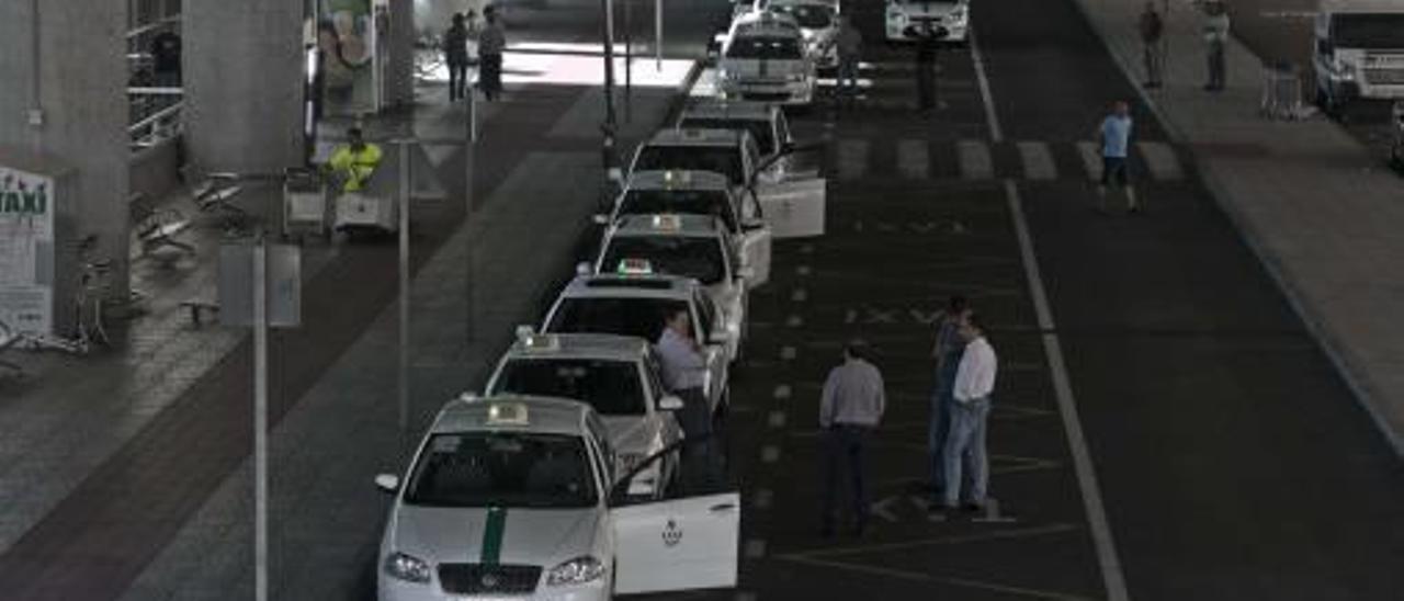 Vista general de la zona de taxis en el aeropuerto internacional de Alicante-Elche, en una imagen reciente.