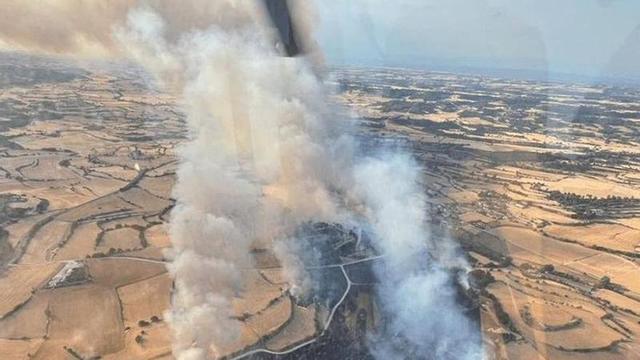 Incendi de vegetació agrícola a Talavera