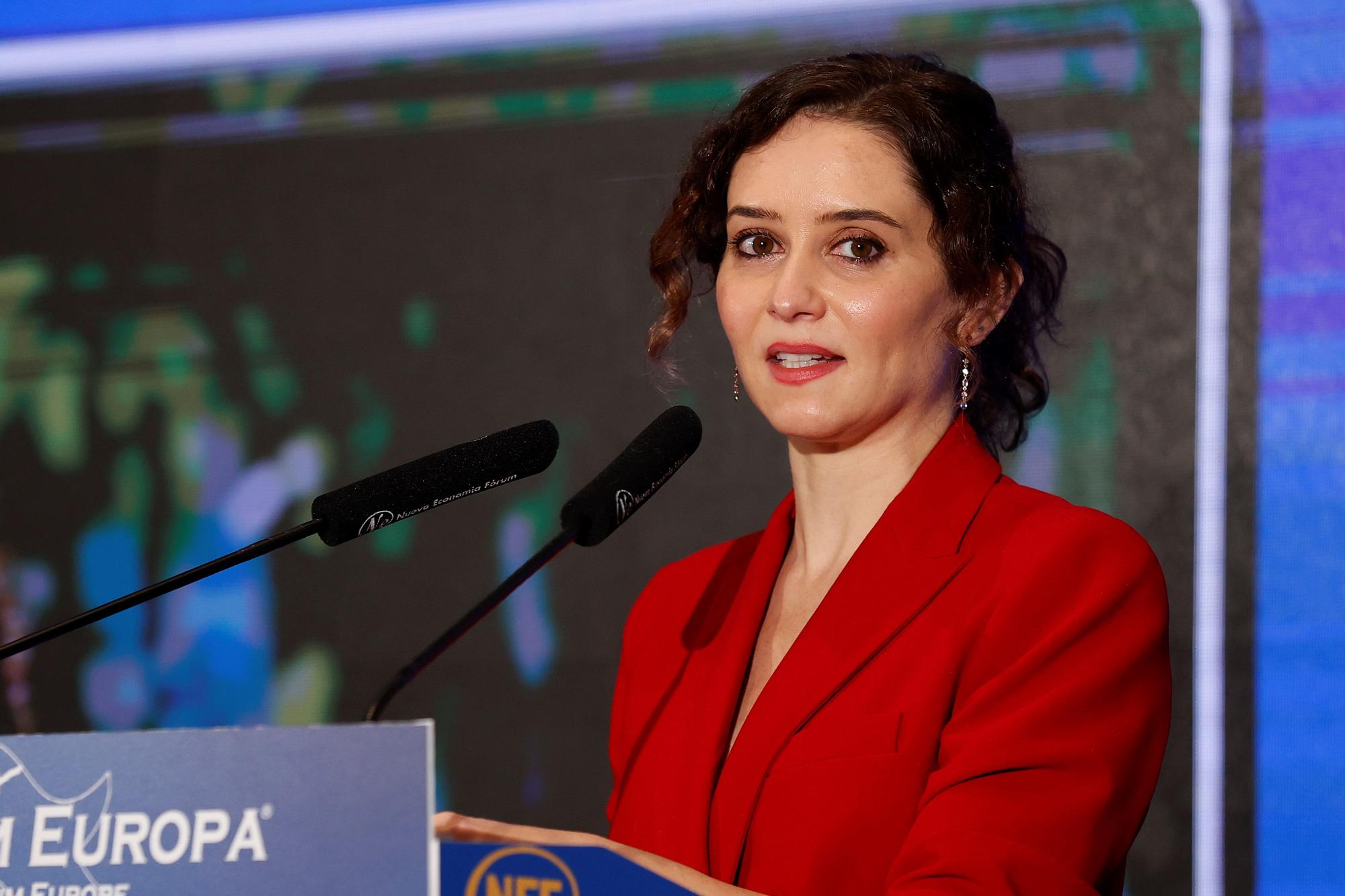 La presidenta madrileña, Isabel Díaz Ayuso durante un desayuno informativo de la Tribuna Forum Europa, este lunes, en Madrid