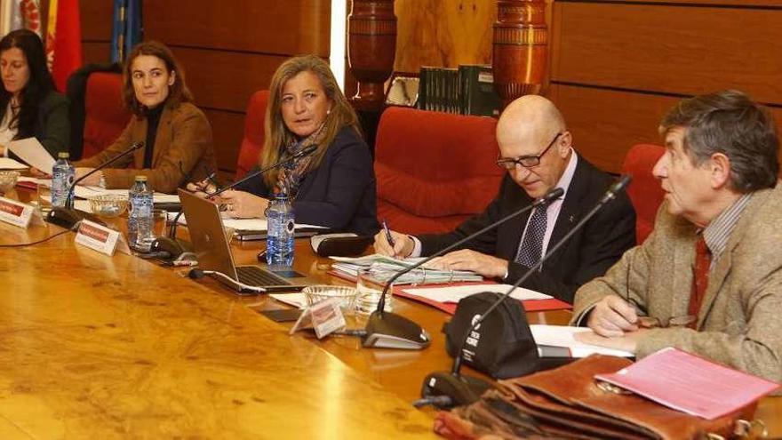 Miembros del comité ejecutivo de Zona Franca durante su reunión de ayer en Bouzas. // R. Grobas