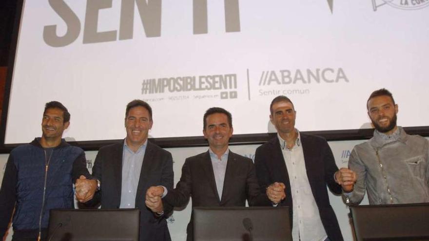 Borges, Berizzo, González Eiroa, Garitano y Sergio en la presentación del &#039;spot&#039; &#039;Imposible sen ti&#039;.