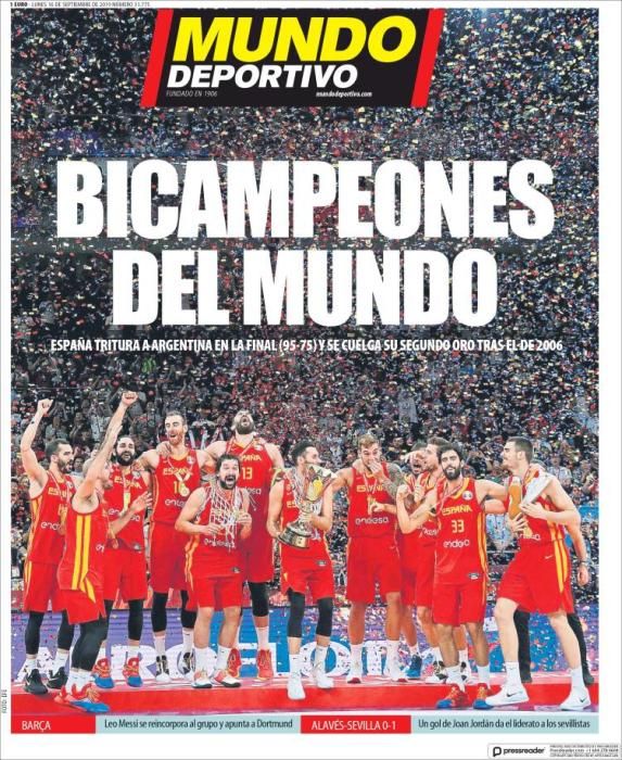 Portada MUNDO DEPORTIVO lunes 16 septiembre 2019