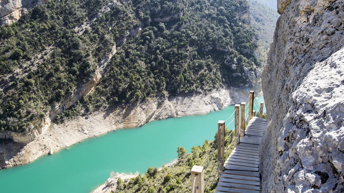 La ruta de senderismo más bonita en invierno se hace entre pasarelas de madera