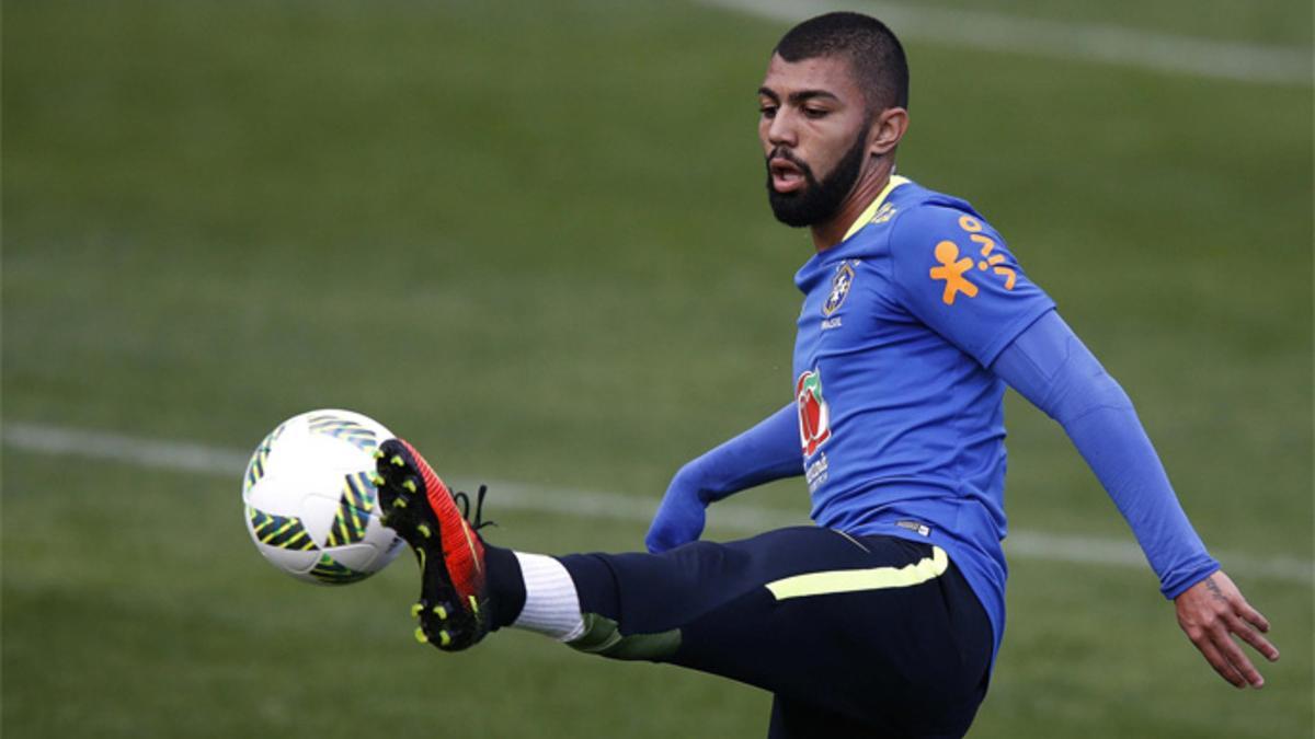 Gabigol durante un entrenamiento de la selección olímpica de Brasil