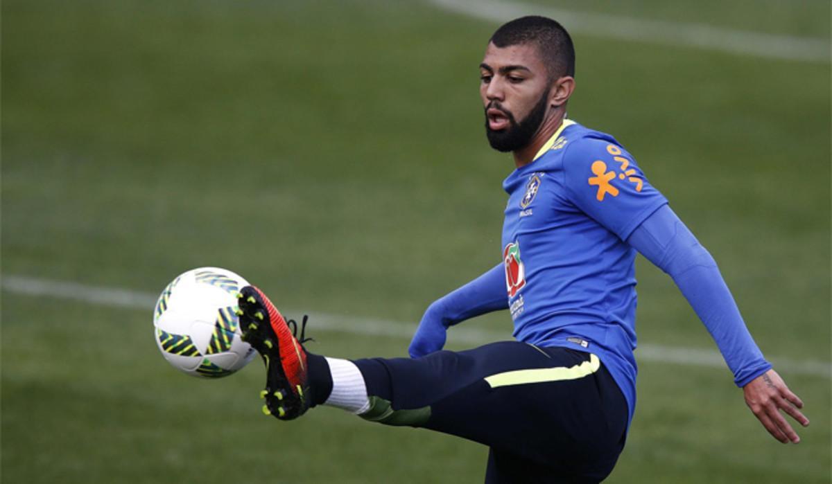 Gabigol durante un entrenamiento de la selección olímpica de Brasil