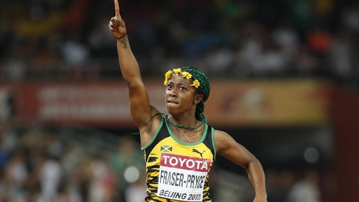 Shelly-Ann Fraser-Pryce, abandera de Jamaica y émula de Usain Bolt en la velocidad.