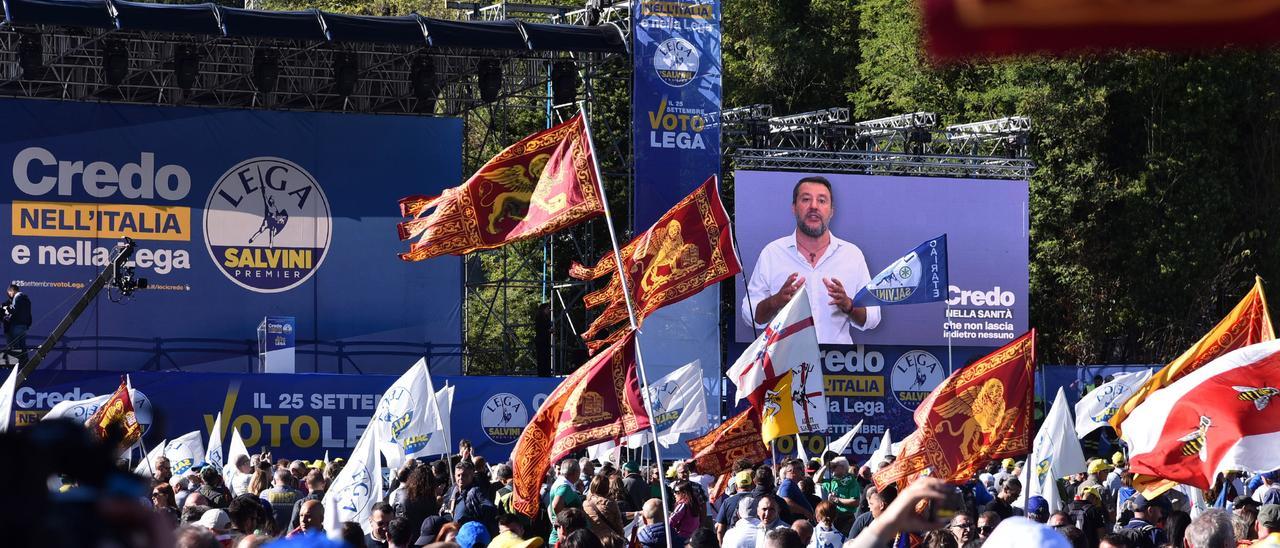 Un mitin de la Liga en Bérgamo.