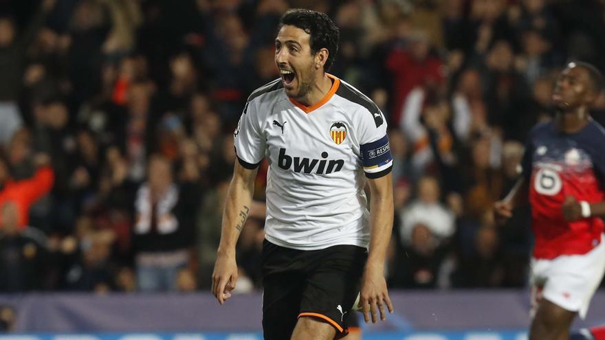 Dani Parejo, celebrando un gol con el Valencia