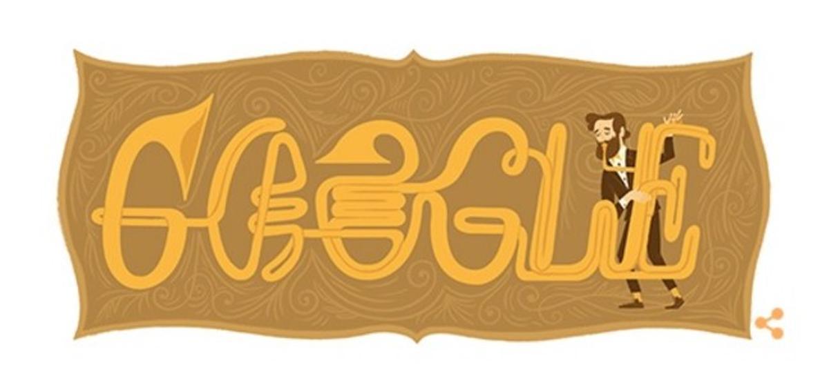 Google ha canviat la imatge del seu ’doodle’ per retre homenatge a un personatge important en la història de la música, Adolphe Sax, l’inventor del saxofon.