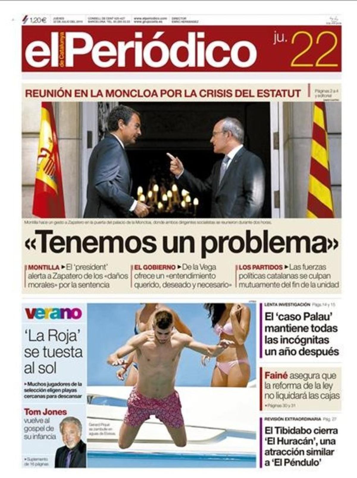 Portada del 22 de julio del 2010.