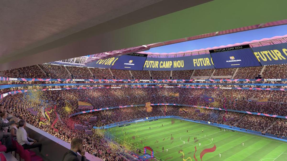Vista general virtual del Nou Camp Nou con la nueva visera global