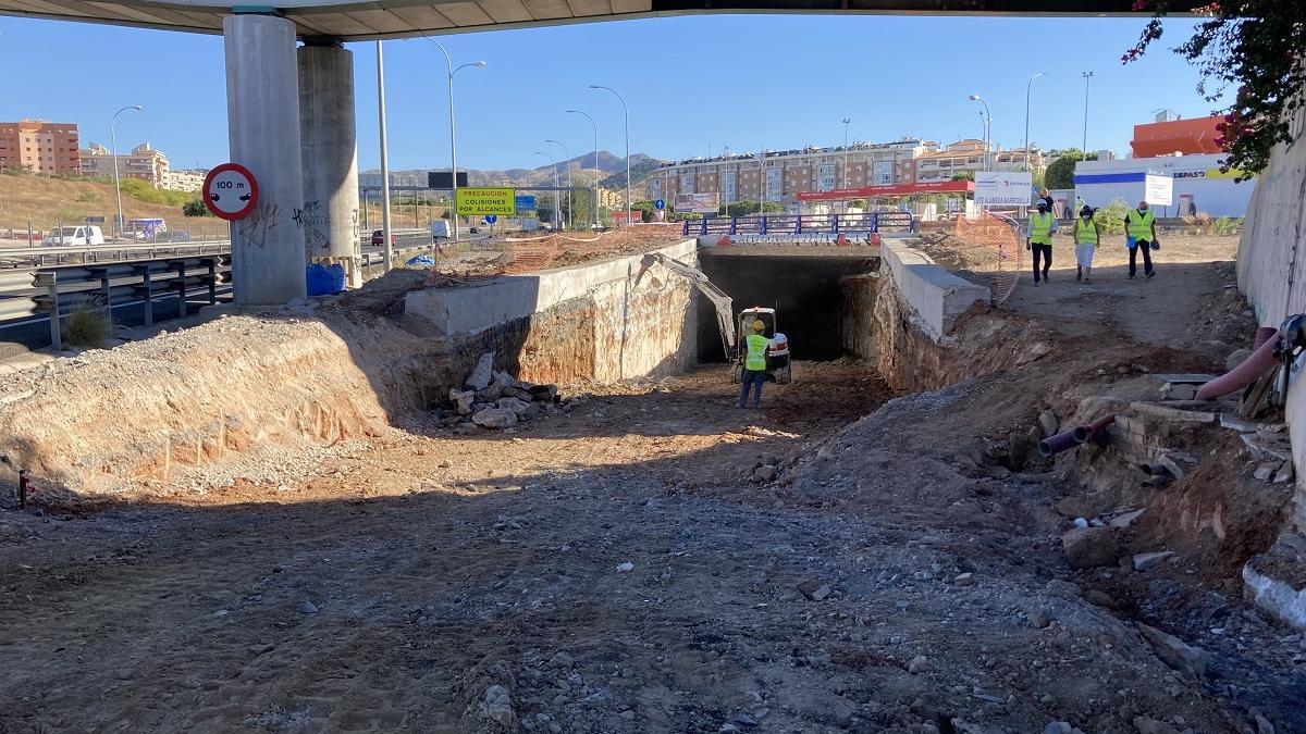 Imagen de las obras del enlace entre la MA-20 y Teatinos.