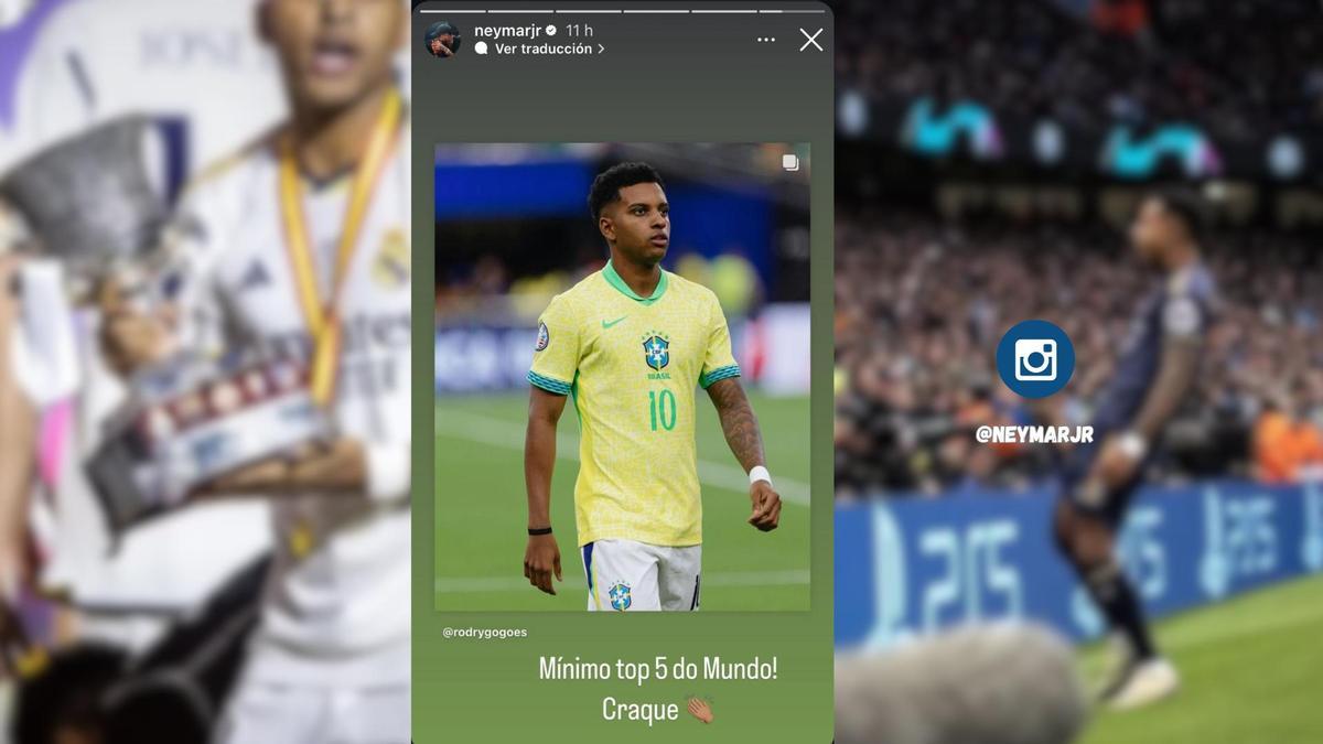 Neymar JR muestra su apoyo a Rodrygo Goes, tras quedar fuera de los candidatos al Balón de Oro