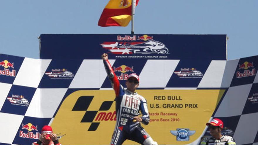 Lorenzo, en el podio de Laguna Seca.
