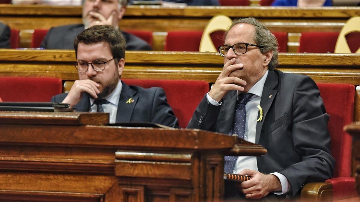 Torra, en la sesión de control del Parlament.