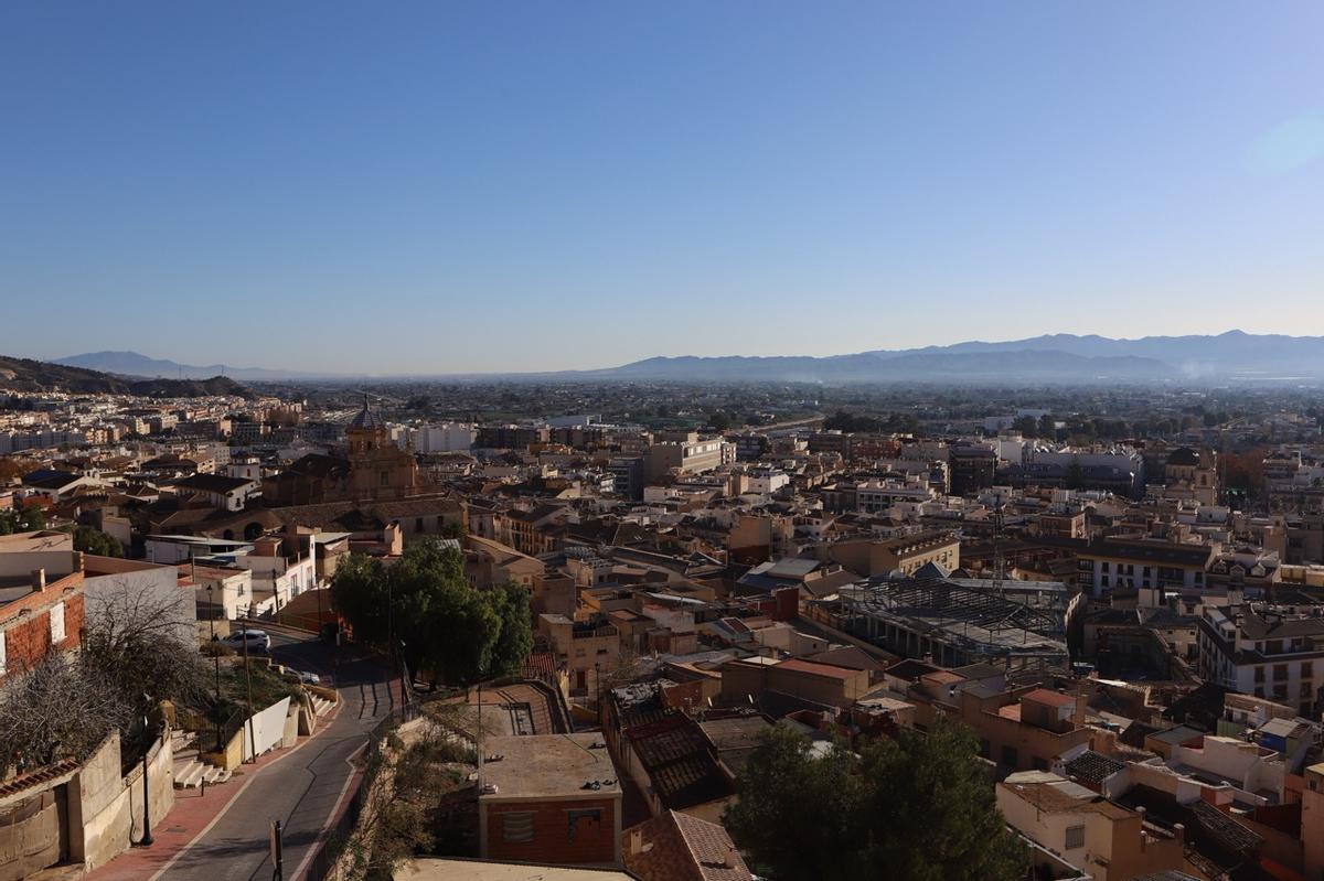 Panorámica de los barrios altos de Lorca desde la iglesia de San Pedro.