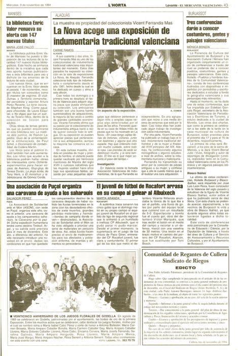 Edición de l'Horta del 9 de noviembre de 1994.