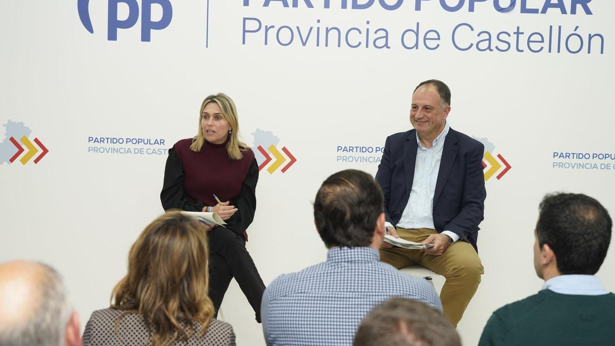 Marta Barrachina y Salvador Aguilella en el comité de dirección del PPCS, este lunes en Castelló.