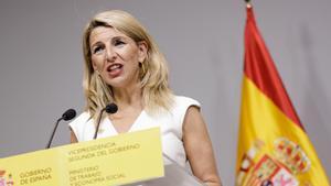 Archivo - La vicepresidenta primera y ministra de Trabajo y Economía Social, Yolanda Díaz, a 25 de abril de 2023, en Madrid (España).