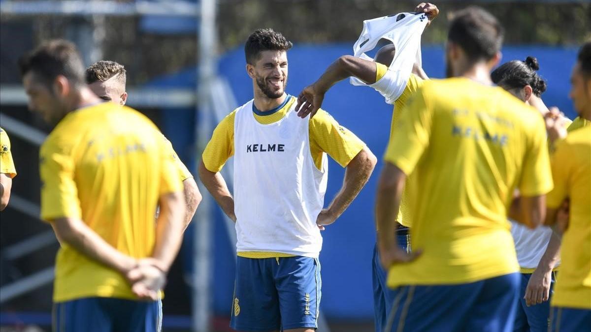 Dídac Vilà, en el entrenamiento del Espanyol en Sant Adrià