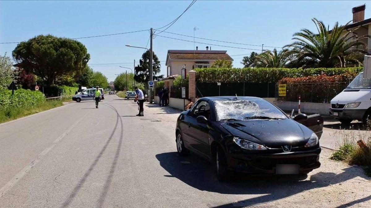 El coche que embistió a Hayden, en el lugar del accidente