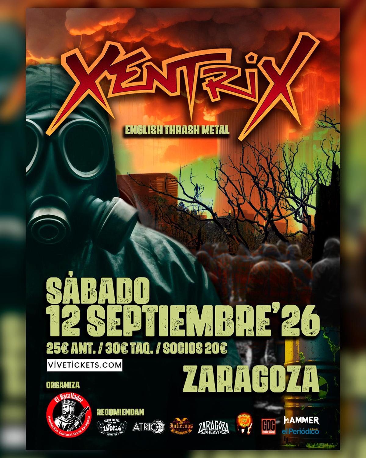 El cartel que anuncia el concierto de Xentrix.