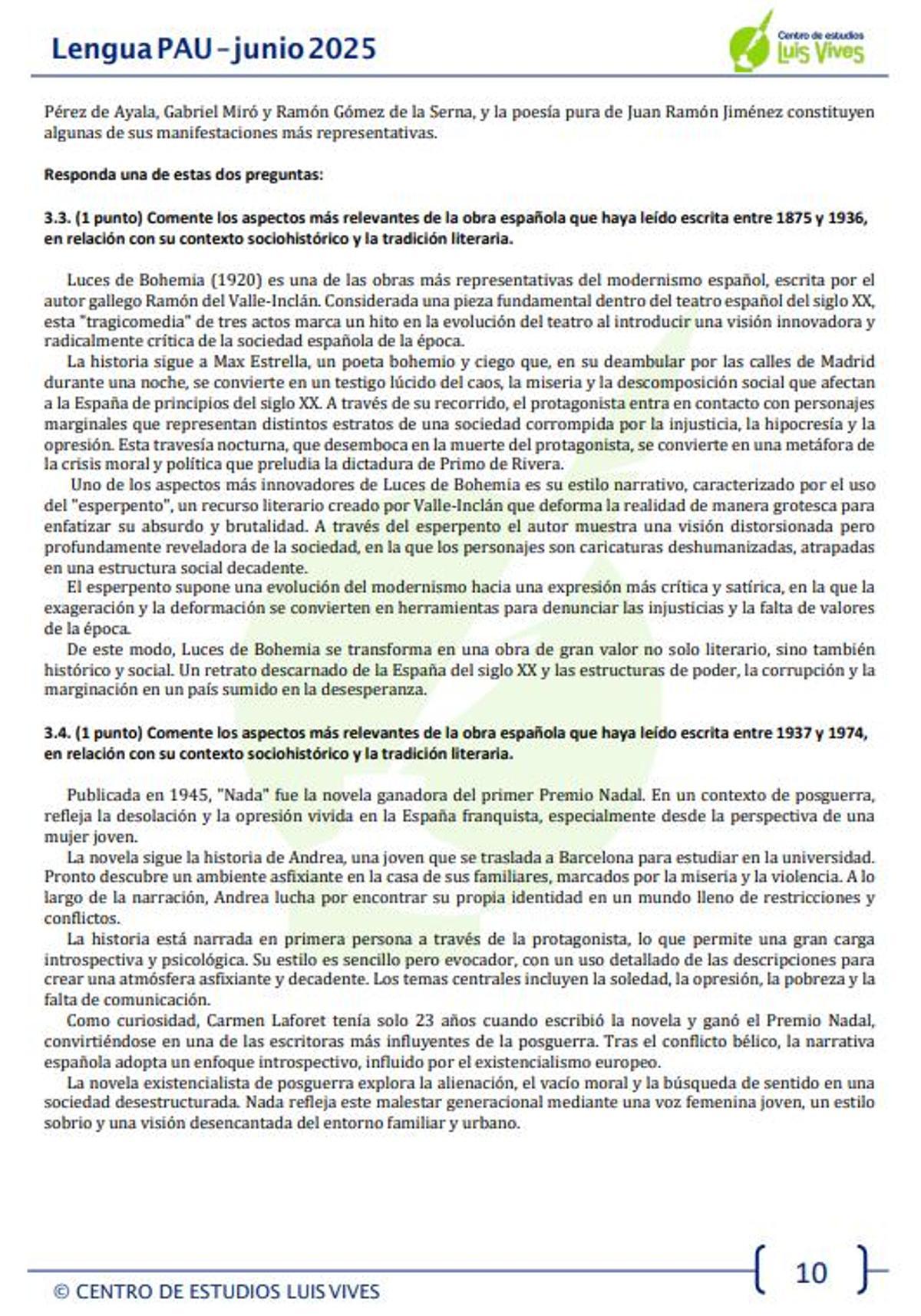 Examen resuelto de Lengua Castellana y Literatura de la PAU 2026 de Madrid