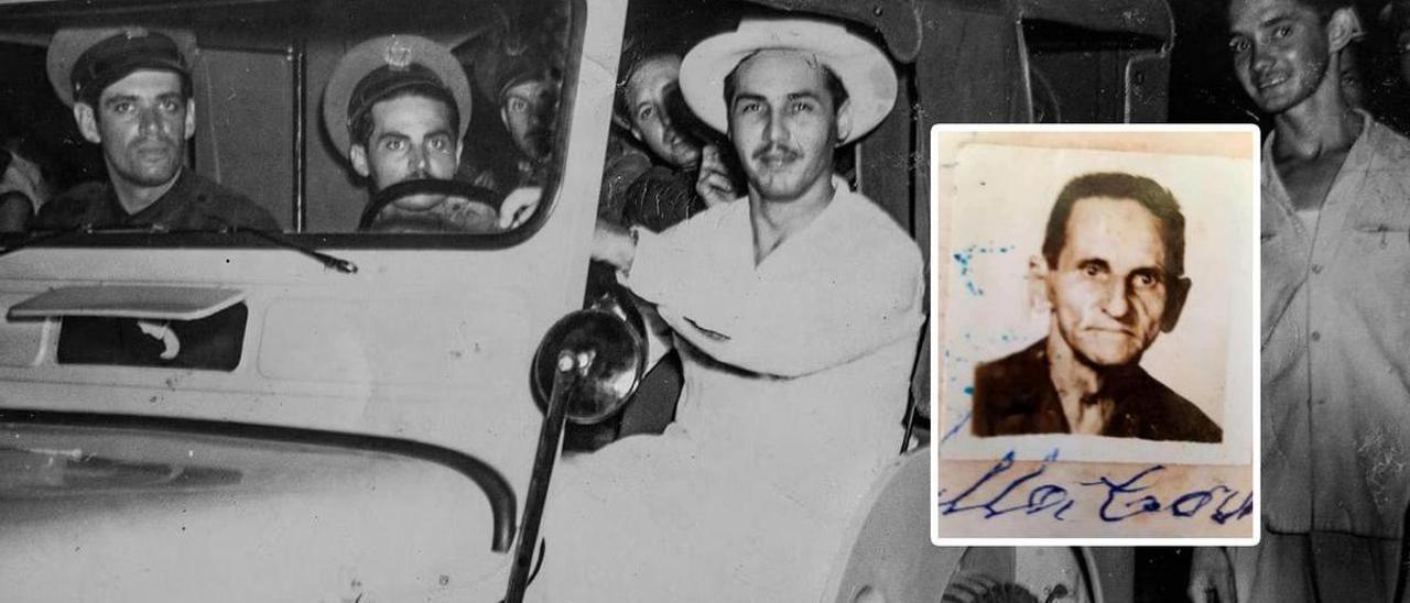 José Miguel Villa Romero, &quot;Toitico&quot;, al volante, a principios de los años 50, en Santiago de Cuba. En el recuadro, foto de carné de su padre, José Villa Cortes.