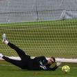 Rubén Yáñez, durante el entrenamiento de ayer en El Molinón.