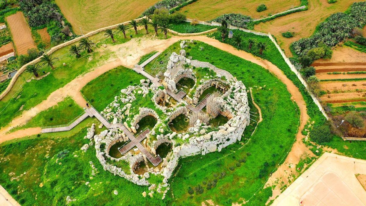 Vista aérea del Templo Ggantija en Malta