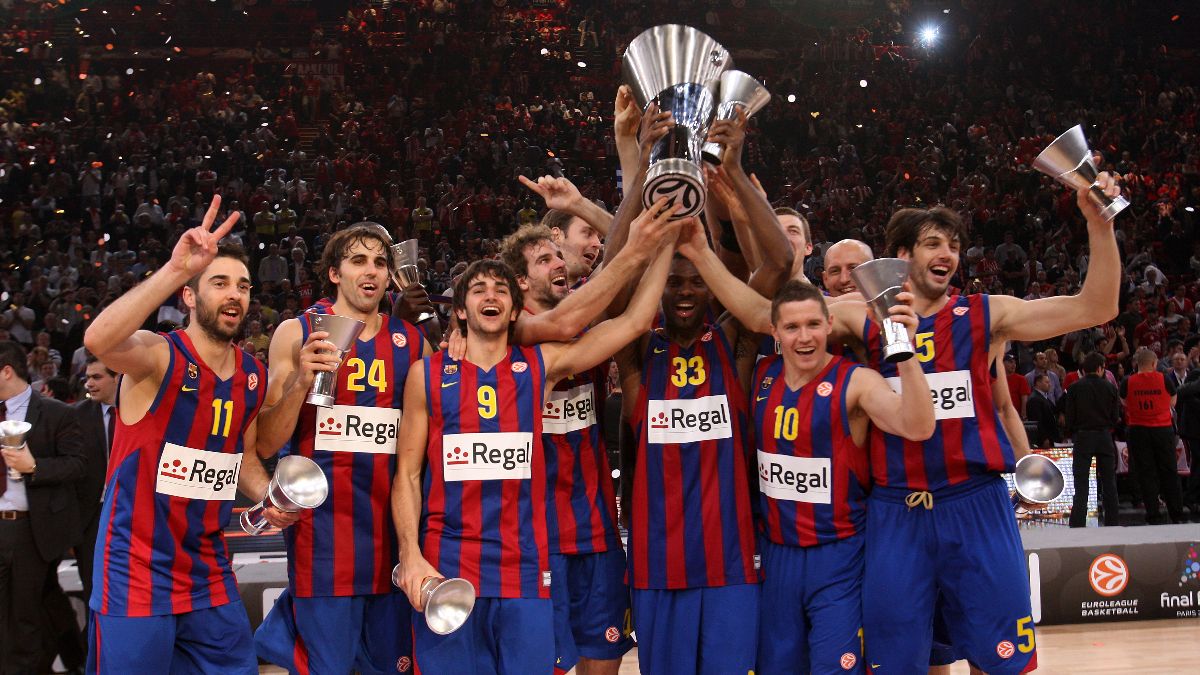 La plantilla del Barça ganadora de la Euroliga 2010