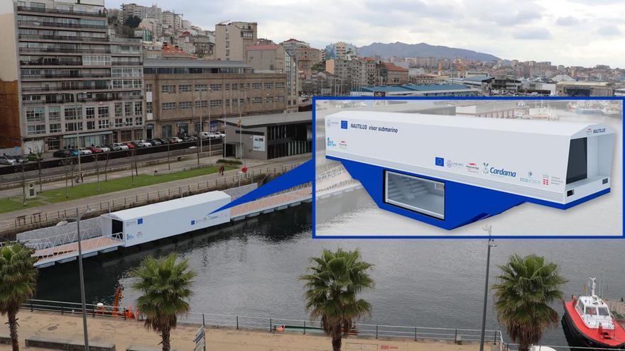 Recreación del visor submarino Nautilus en las dársenas del Puerto de Vigo.   | // FARO
