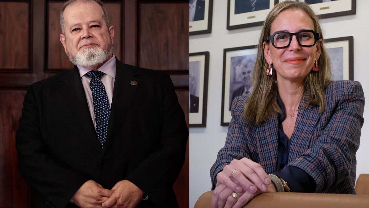 Francisco Almeida, presidente del Consejo Social de la ULL, y Ana Suárez, presidenta del Consejo Social de la ULPGC.