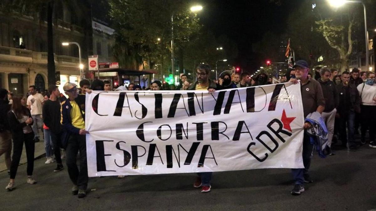 La pancarta de la &quot;castanyada contra Espanya&quot;.