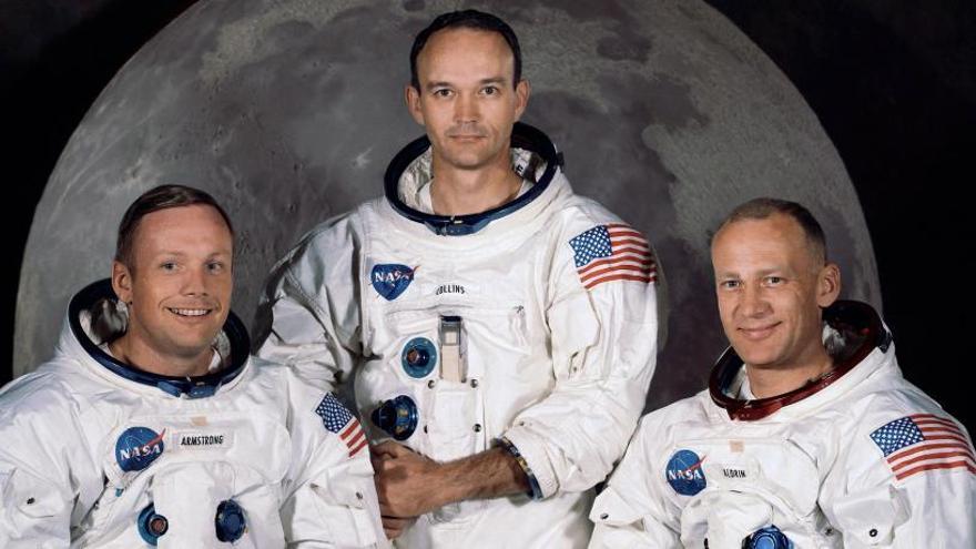 Armstrong, Collins y Aldrin, miembros de la primera misión.