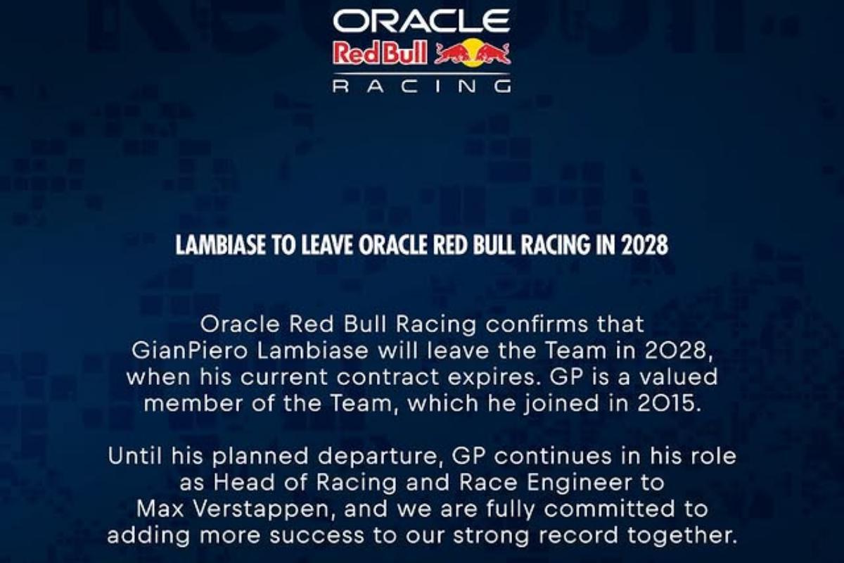 El comunicado de Red Bull