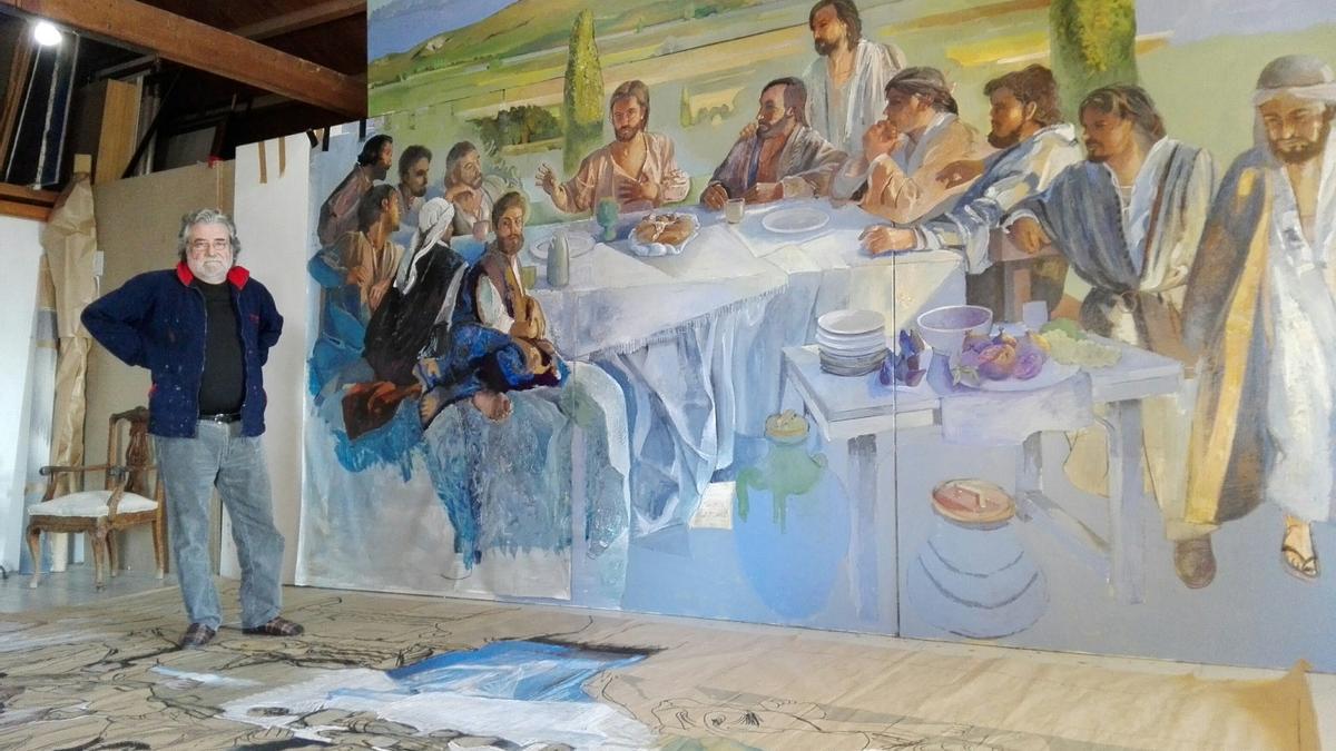 Pujolboira, amb l&#039;últim mural que va completar, a Albons