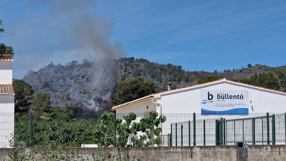Incendio forestal en Pego.